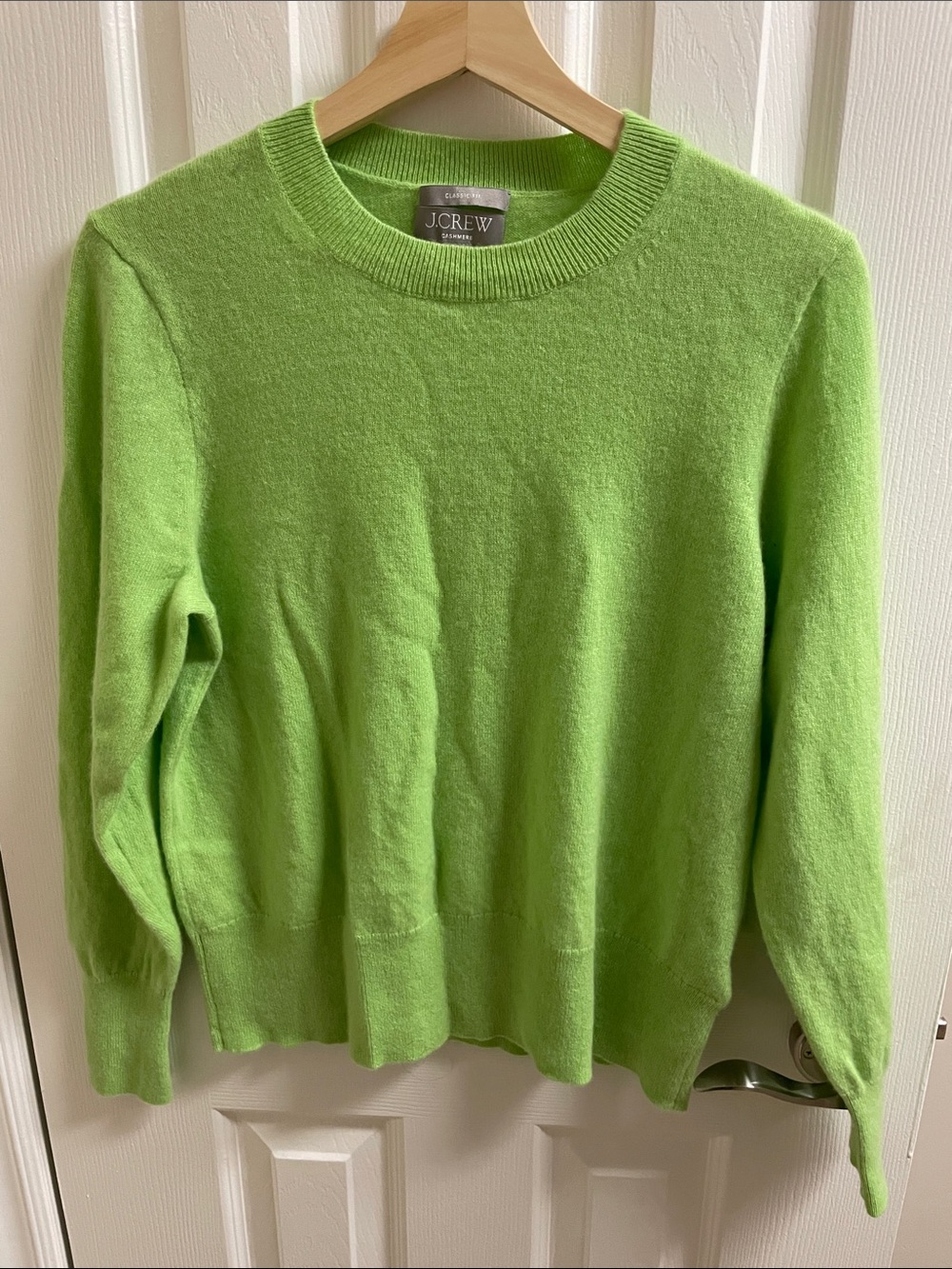 J. Crew Lime Green Crewneck Cashmere Sweater